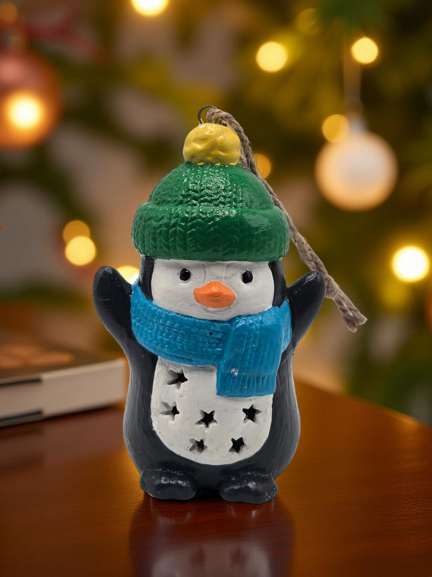 Ceramic Light-Up Penguin Christmas Ornament