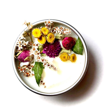 "Wildflowers" Botanical Soy Candle with flowers