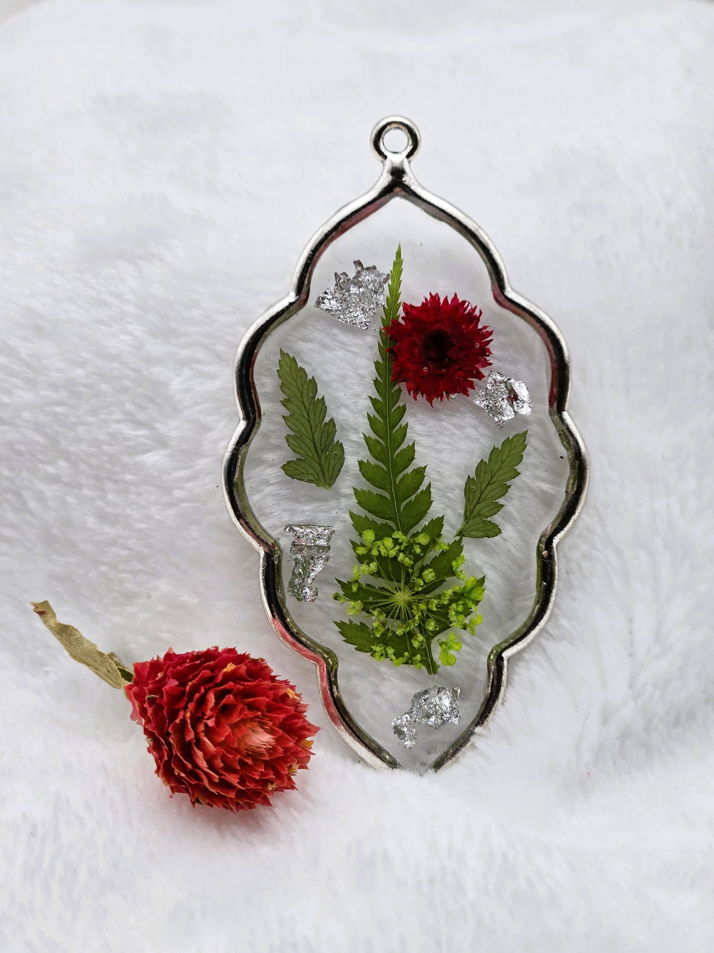 Silver Blossom Fern Pendant