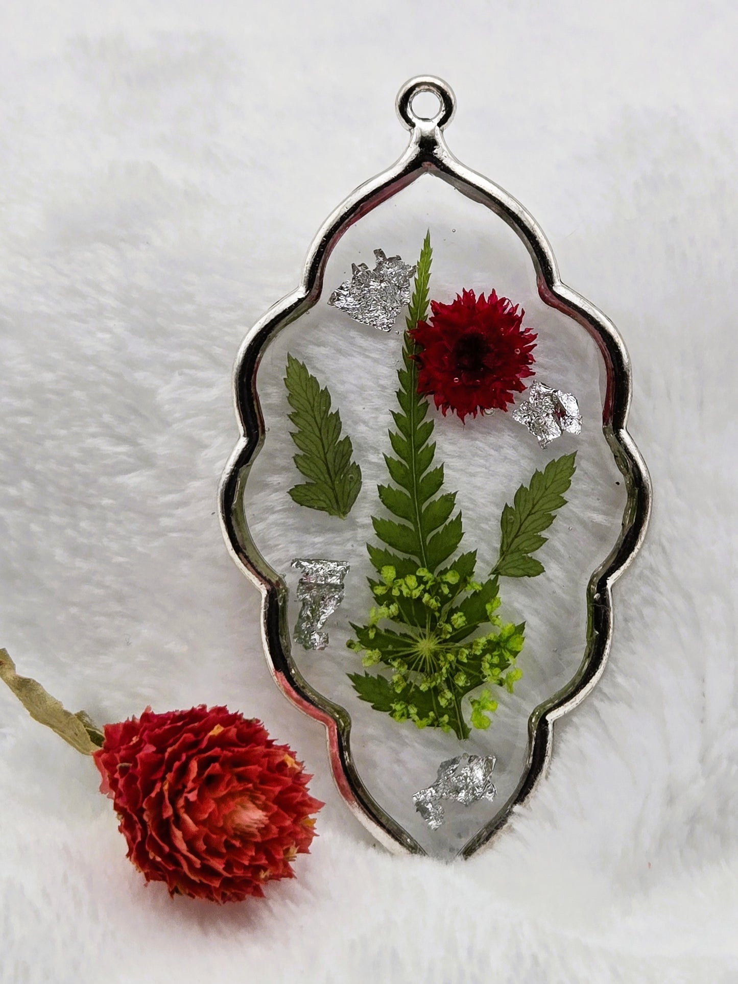 Silver Blossom Fern Pendant