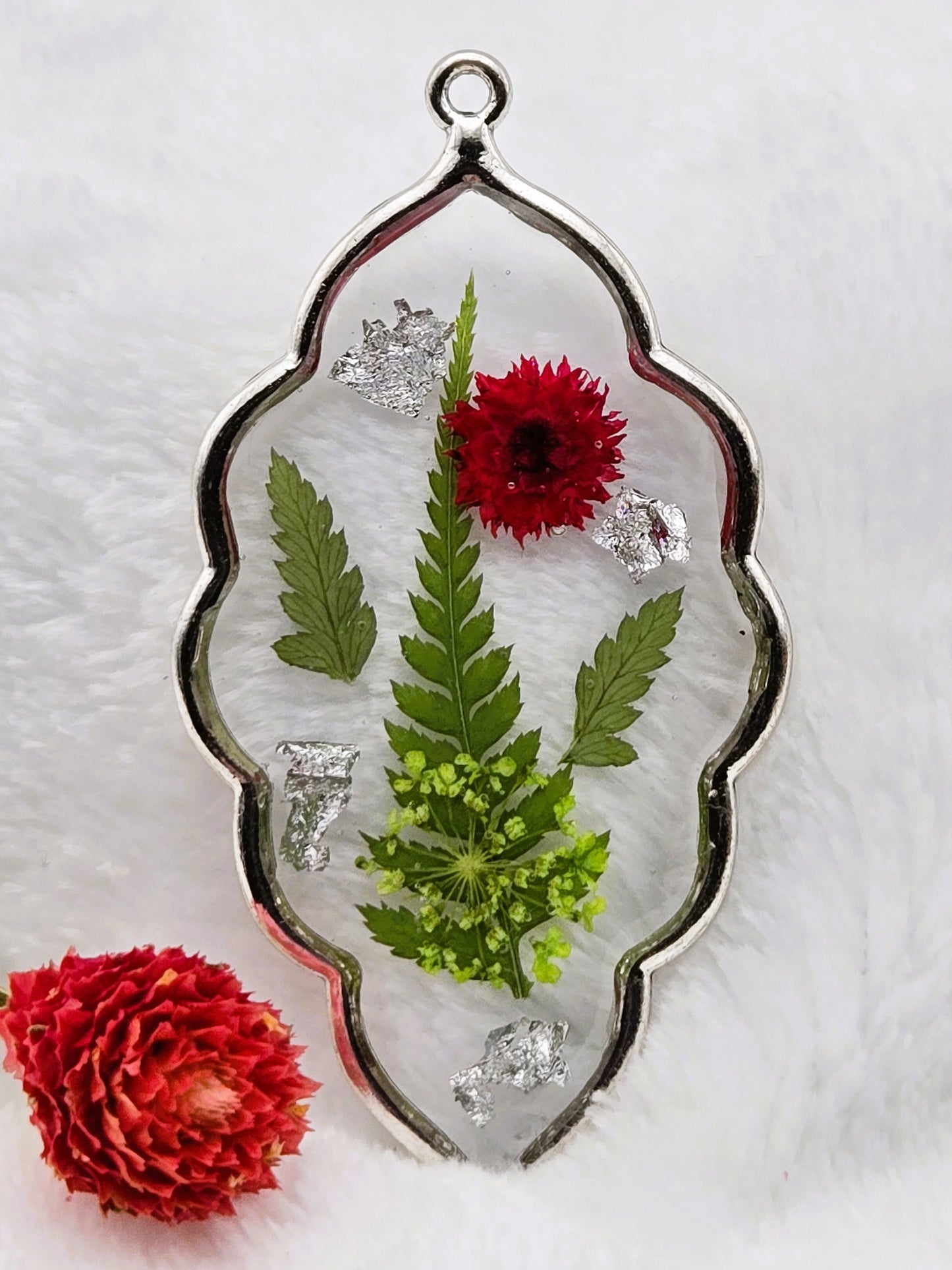 Silver Blossom Fern Pendant