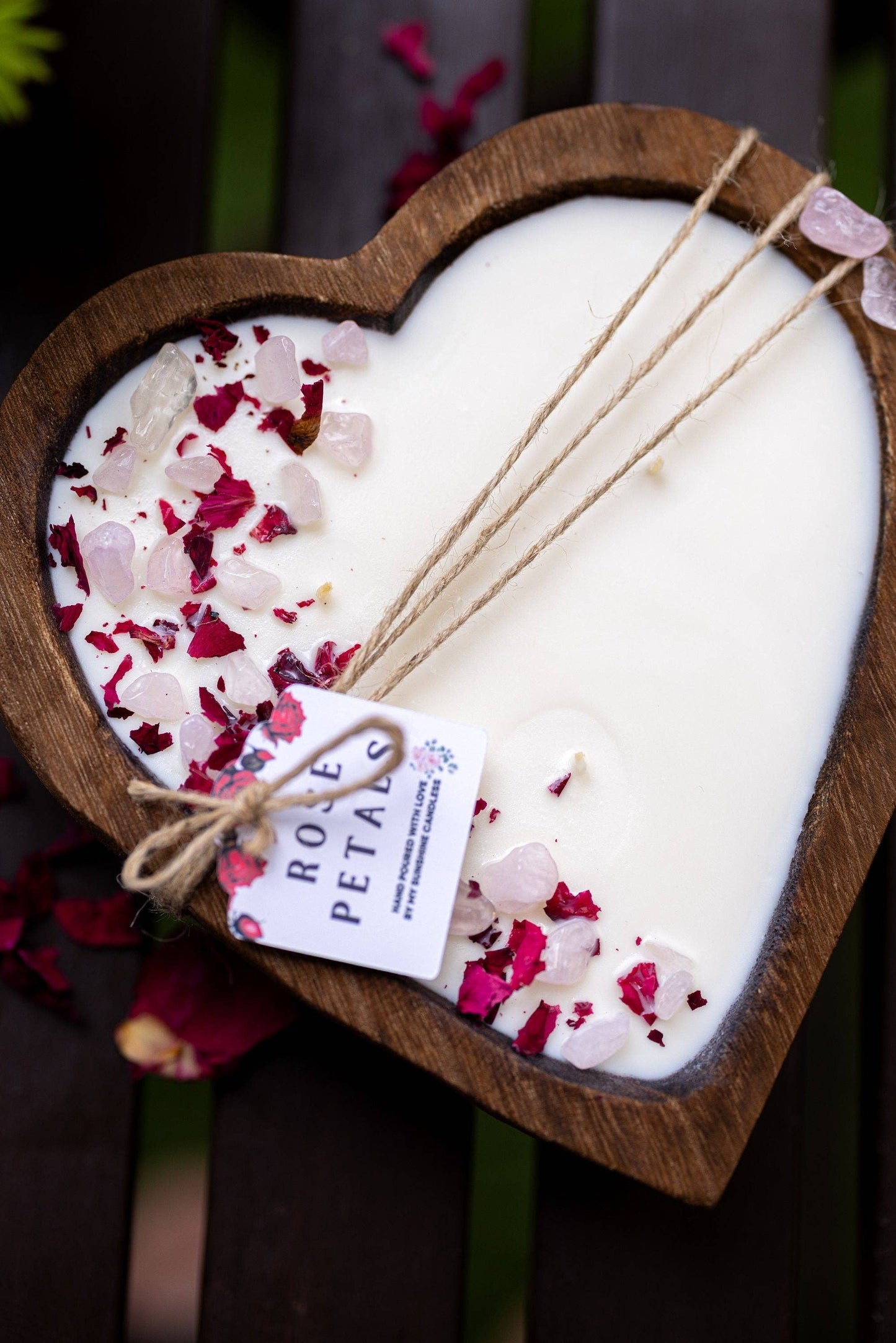 Beautiful Heart Wood Dough Bowl Candle